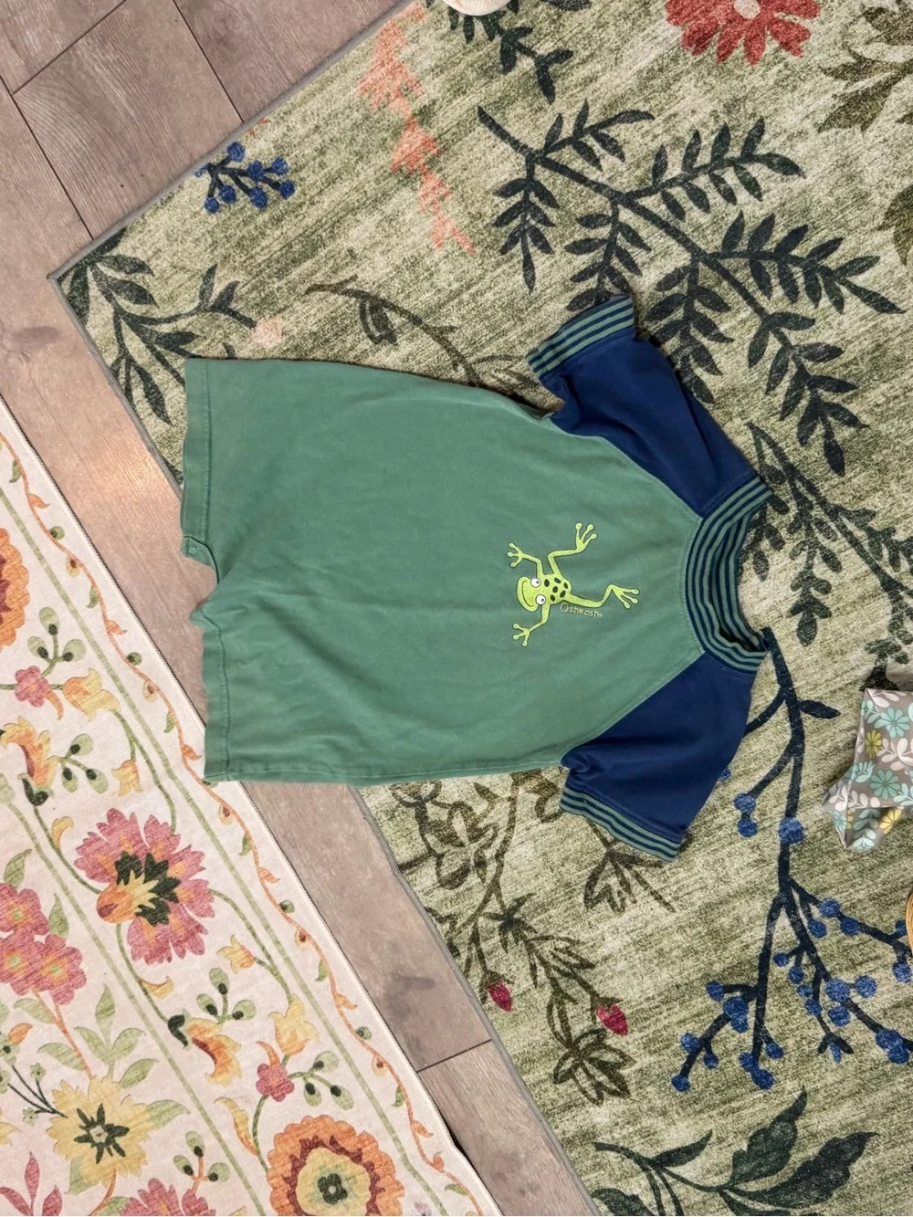 Vintage 90s OshKosh B'gosh Green Frog Romper 24 Months 100% Cotton Short Sleeve